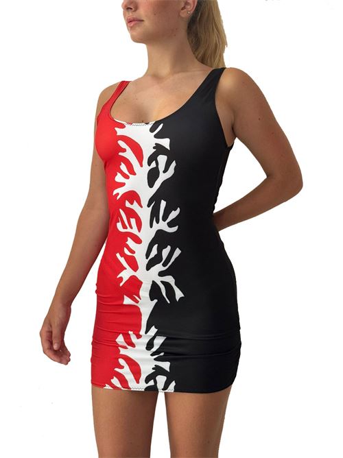 mini beach dress with coral La Dolce Vista x Mané Capri | MINIVESTITOCORALLOROSSONEROBLACKRED